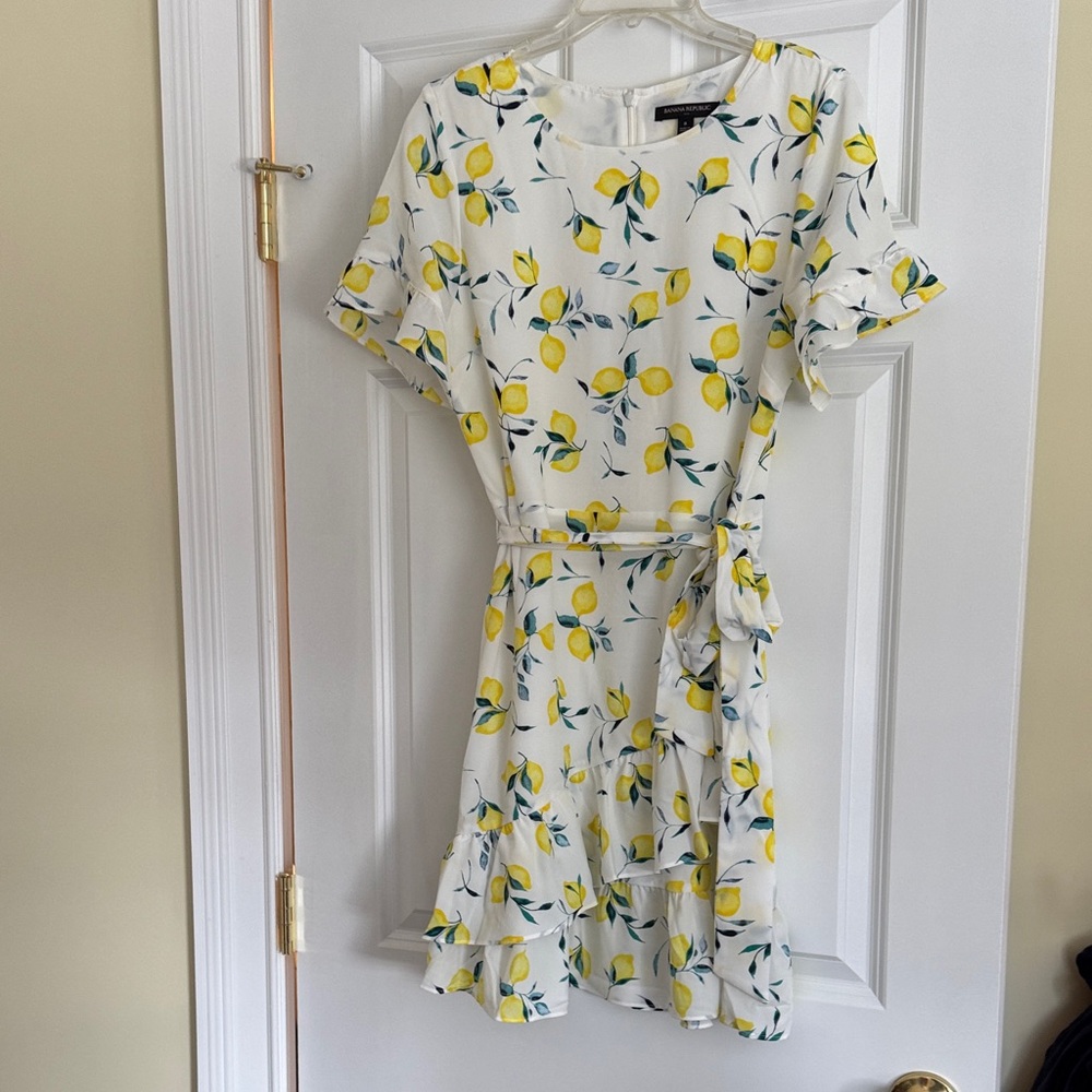 Banana Republic White Dress with Lemon Print